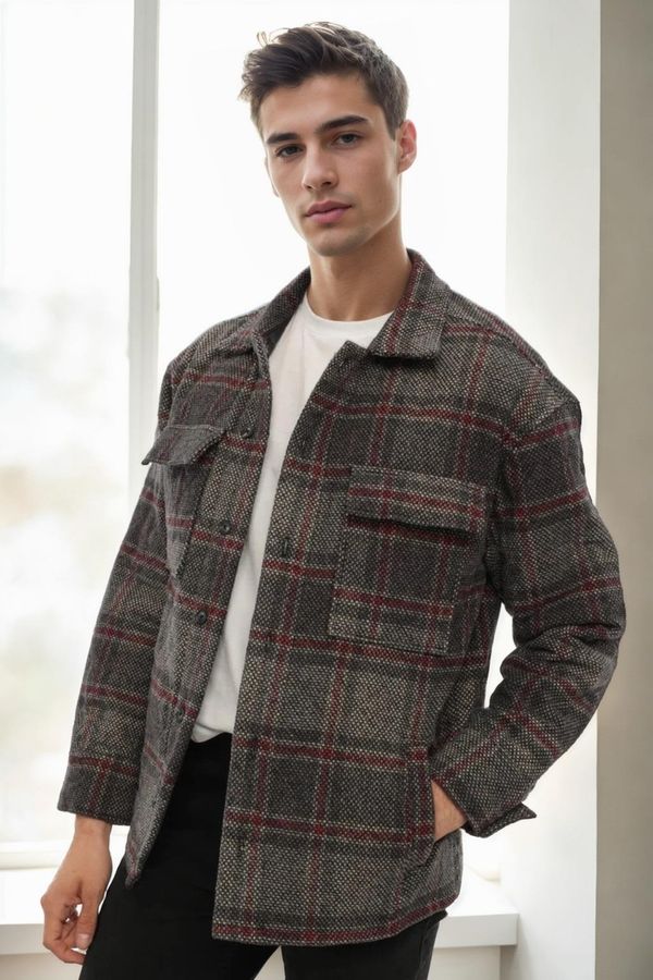 dewberry 26796 Dewberry Checked Quilted Mens Jacket-SMOKED