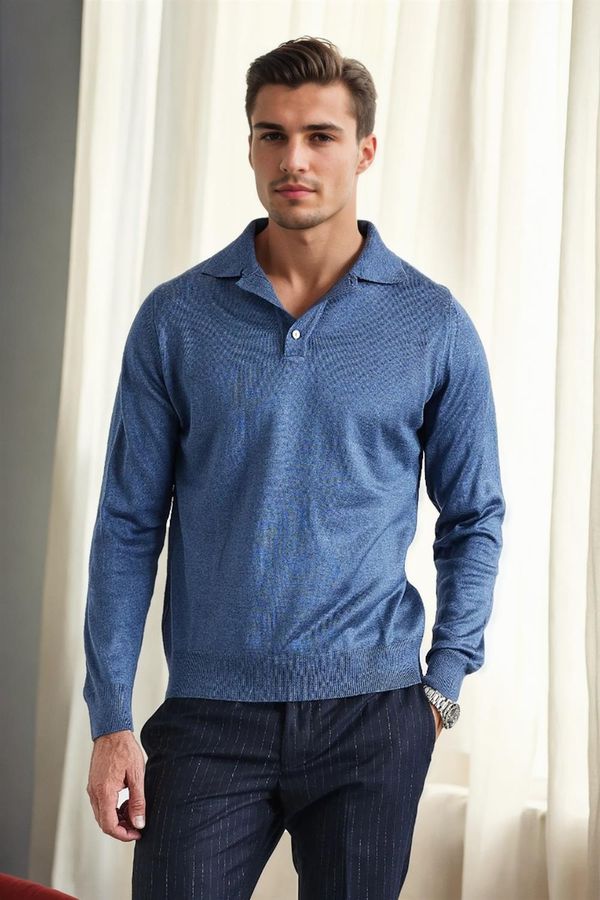 dewberry 28296 Dewberry Polo Neck Mens Knit Sweater-INDIGO