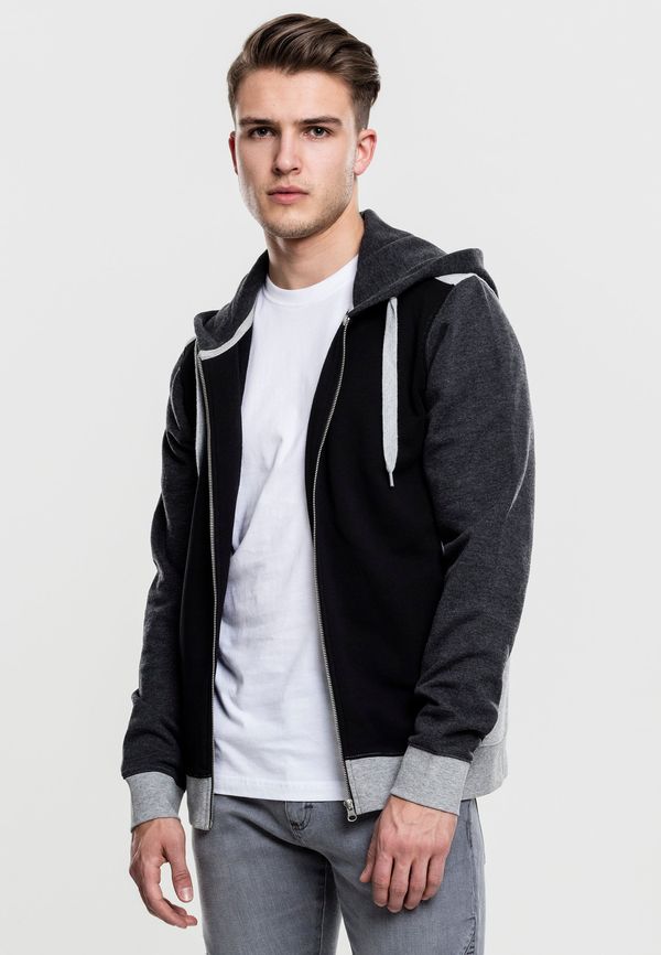 Urban Classics 3-Tone Hooded Zipper with Black/Grey/Charcoal Hood