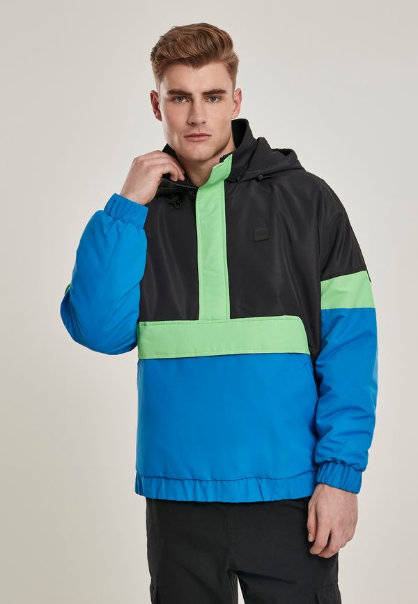 Urban Classics 3-Tone Neon Mix Pull Over Jacket Black/Cobalt Blue