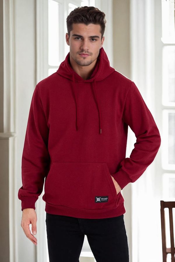 dewberry 34605 Dewberry Kangaroo Pocket Hoody Mens Sweatshirt-BURGUNDY