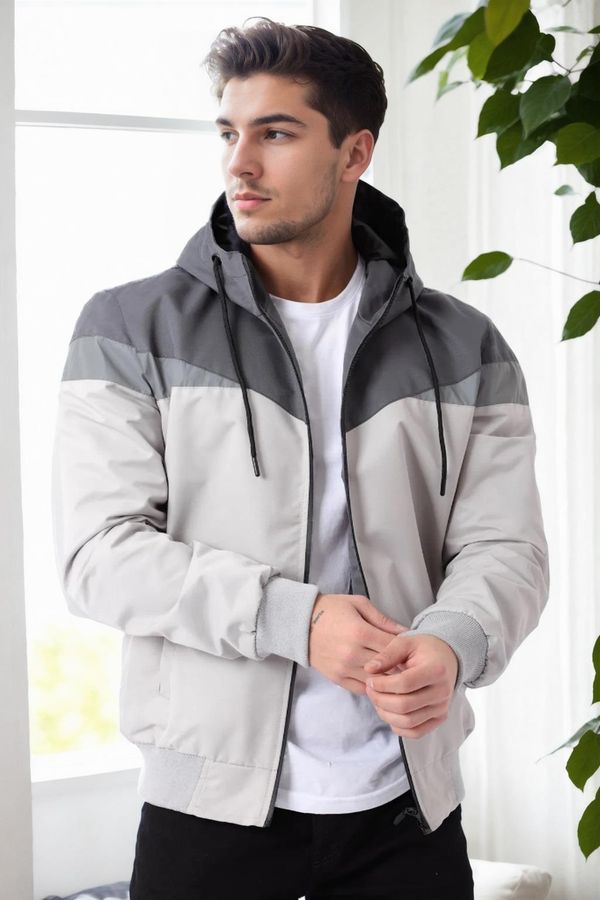 dewberry 36136 Dewberry Triangle Piece Hooded Seasonal Mens Coat-LIGHT GREY