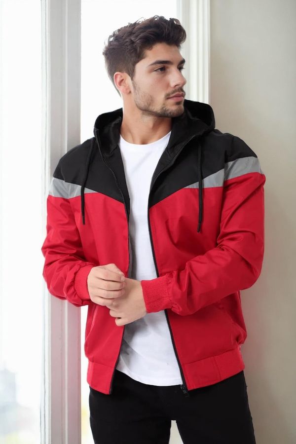 dewberry 36136 Dewberry Triangle Piece Hooded Seasonal Mens Coat-RED