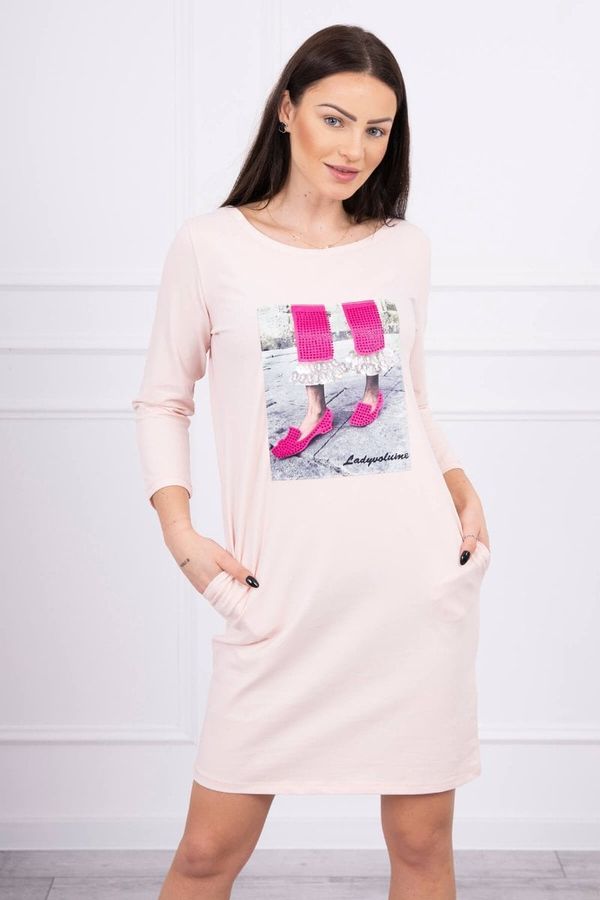 Kesi 3D graphic dress with zirconia powder pink