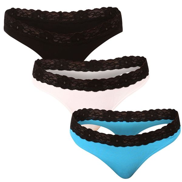 STYX 3PACK women's Styx thong with lace multicolor