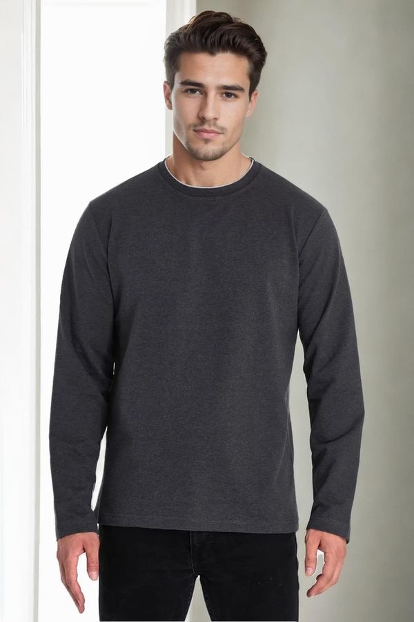 dewberry 40222 Dewberry Double Crew Neck Mens Sweatshirt-ANTHRACITE