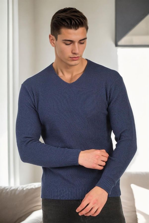 dewberry 41878 Dewberry V Neck Mens Sweater-INDIGO