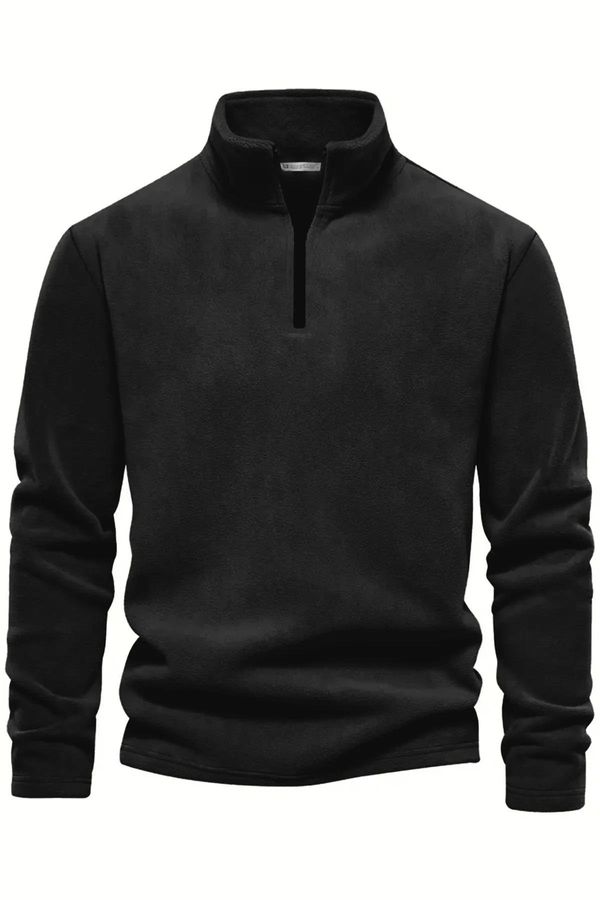 dewberry 49143 Dewberry Half Zipper Stand Collar Mens Fleece-BLACK