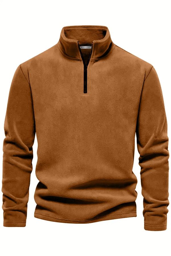 dewberry 49143 Dewberry Half Zipper Stand Collar Mens Fleece-CAMEL