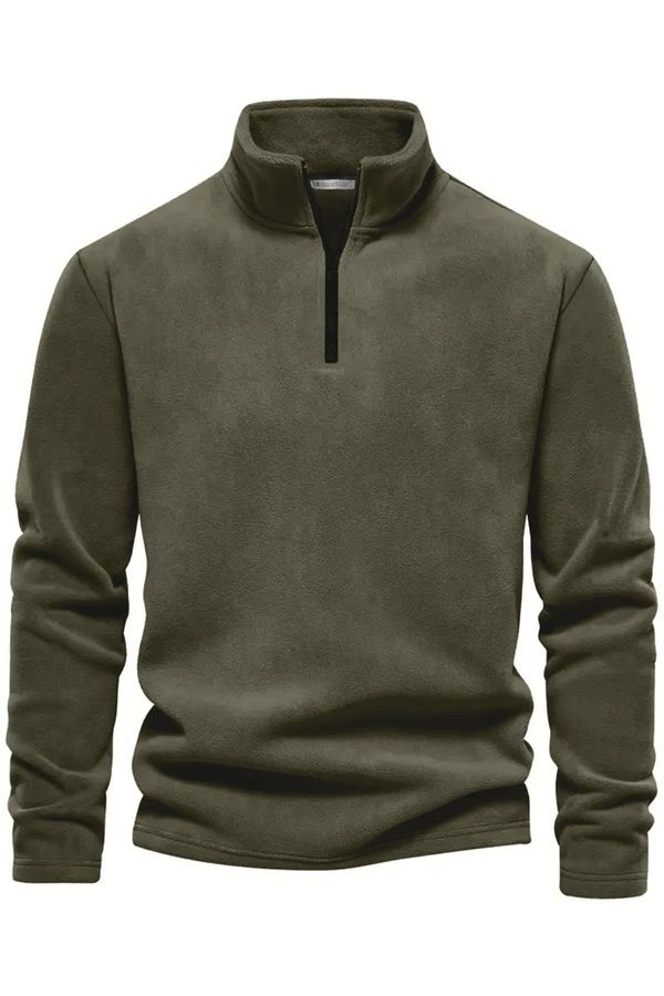 dewberry 49143 Dewberry Half Zipper Stand Collar Mens Fleece-OPEN KHAKI