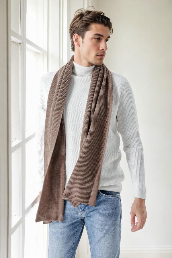 dewberry 49766 Dewberry Knitted Mens Scarf-COFFEE