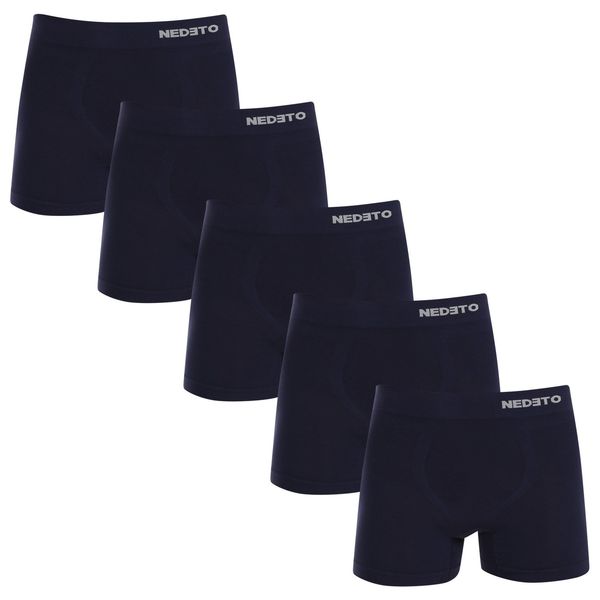 Nedeto 5PACK Men's Boxer Shorts Nedeto Seamless Bamboo Blue