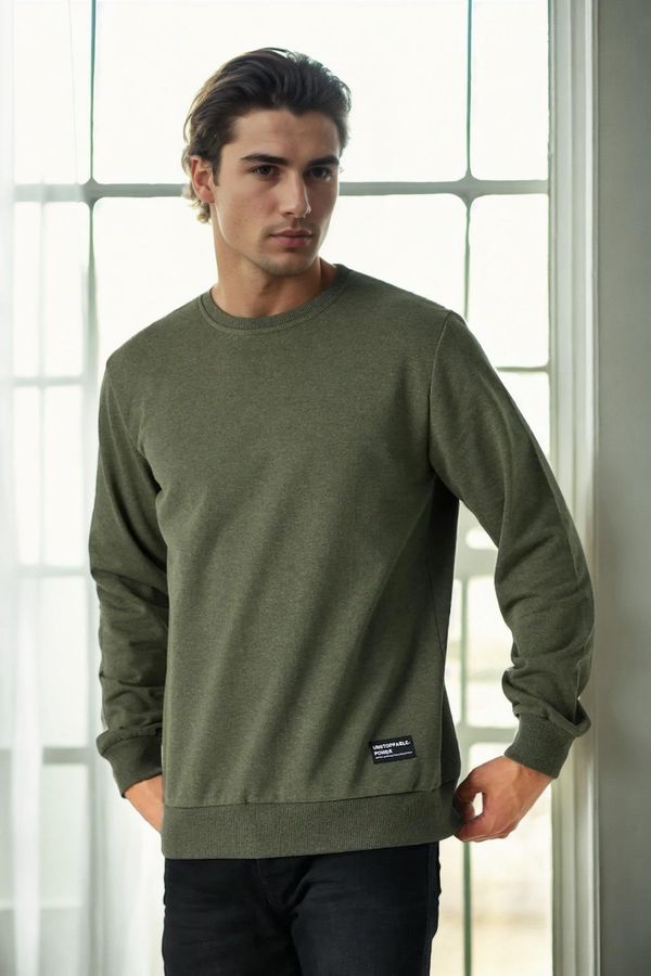 dewberry 64602 Dewberry Basic Crew Neck Mens Sweatshirt-Khaki