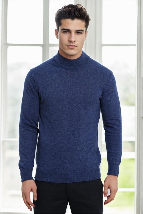 dewberry 64721 Dewberry Half Turtleneck Woolen Mens Knit Sweater-INDIGO