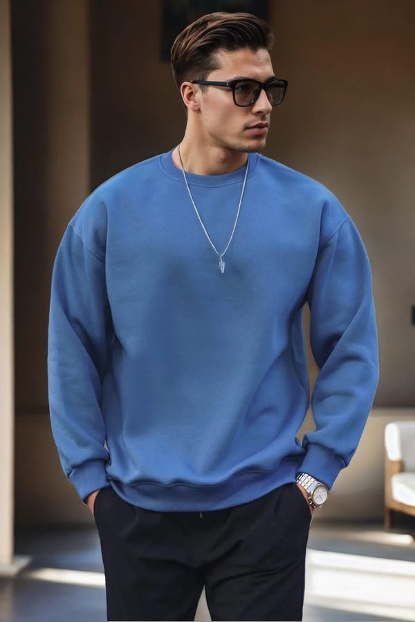 dewberry 70650 Dewberry Oversize Men Sweatshirt-INDIGO