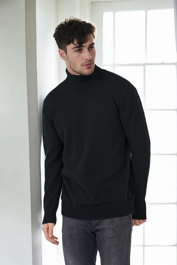 dewberry 75046 Dewberry Turtleneck Mens Sweater-BLACK