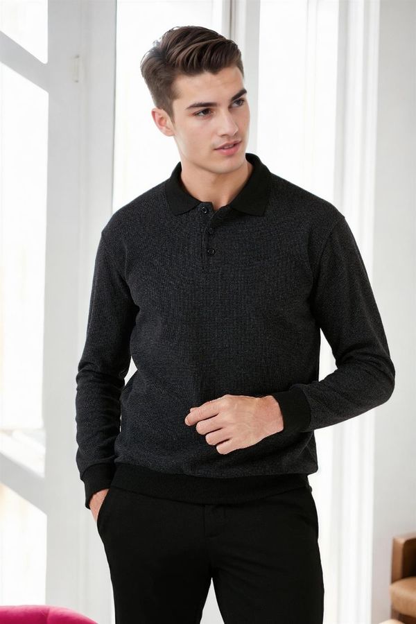 dewberry 77856 Dewberry Polo Neck Mens Sweater-ANTHRACITE