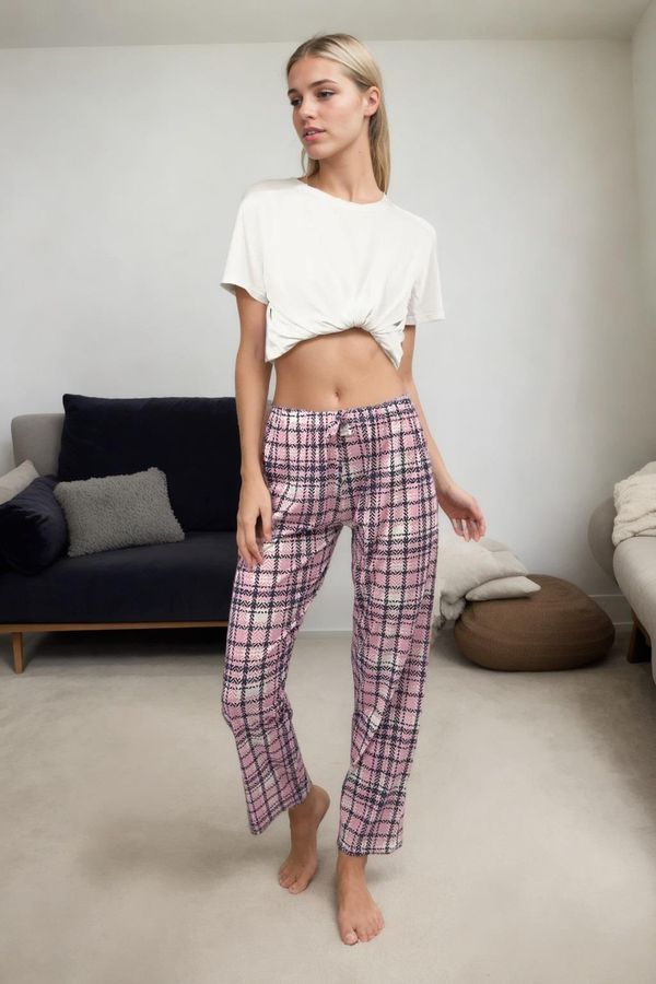 dewberry 80156 Dewberry Women Pyjama Bottom-BLUE-PINK