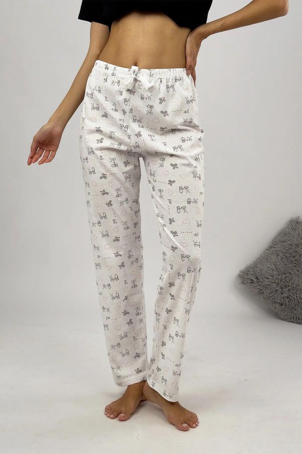 dewberry 80156 Dewberry Women Pyjama Bottom-WHITE