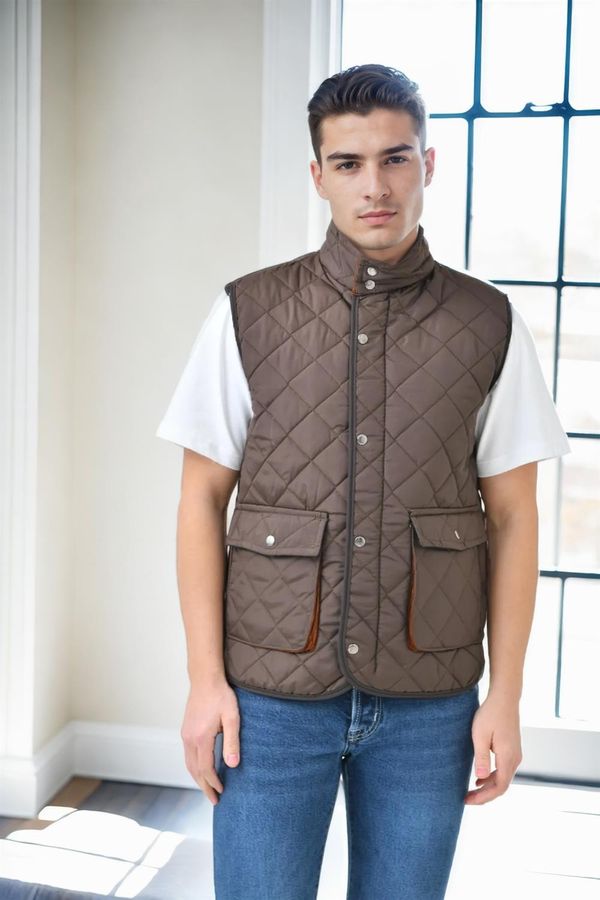 dewberry 83925 Dewberry Mens Vest with Side Pockets-KAHVE