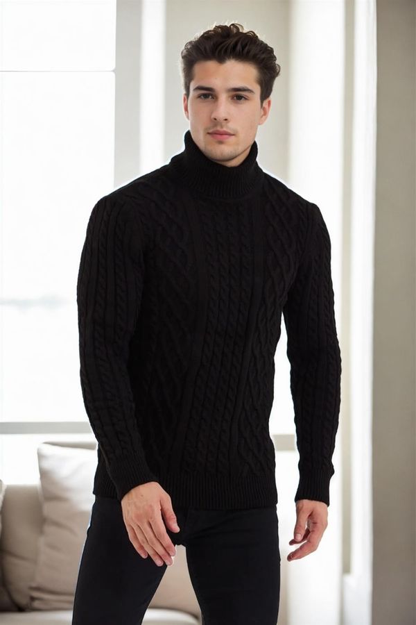 dewberry 87325 Dewberry Mens Knitted Patterned Sweater-BLACK