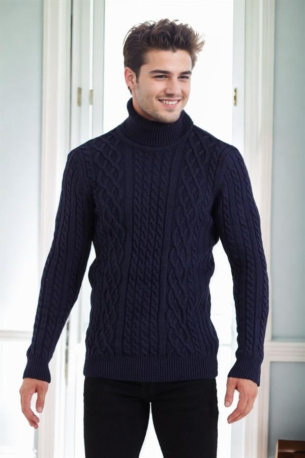 dewberry 87325 Dewberry Mens Knitted Patterned Sweater-NAVY