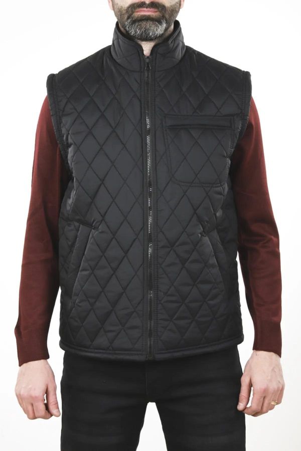 dewberry 88816 Dewberry Quilted Pockets and Fleece Inside Mens Vest-BLACK