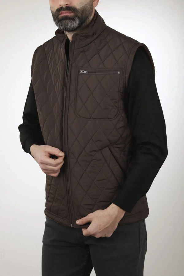 dewberry 88816 Dewberry Quilted Pockets and Fleece Inside Mens Vest-KAHVE