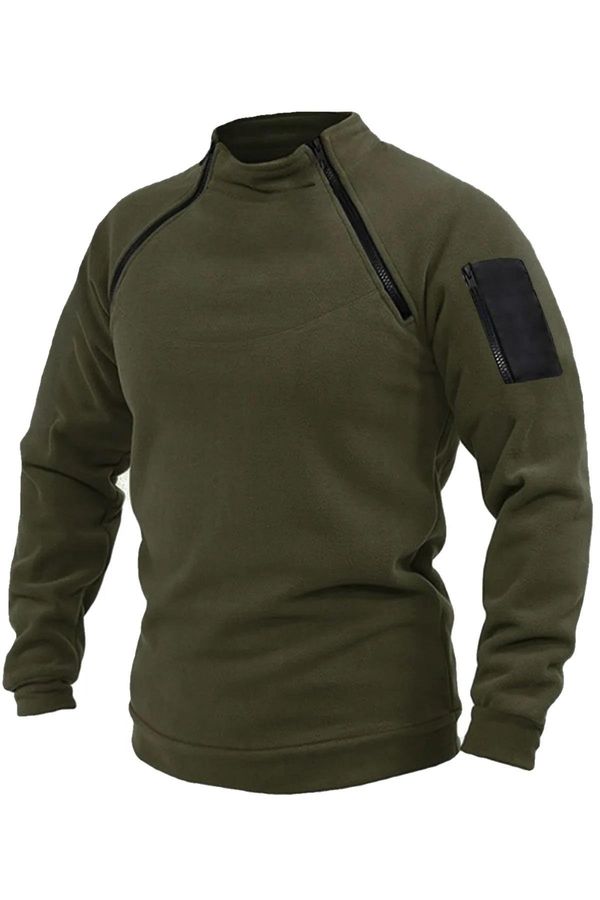 dewberry 90777 Dewberry Mens Fleece with Arm Pocket-DARK KHAKI