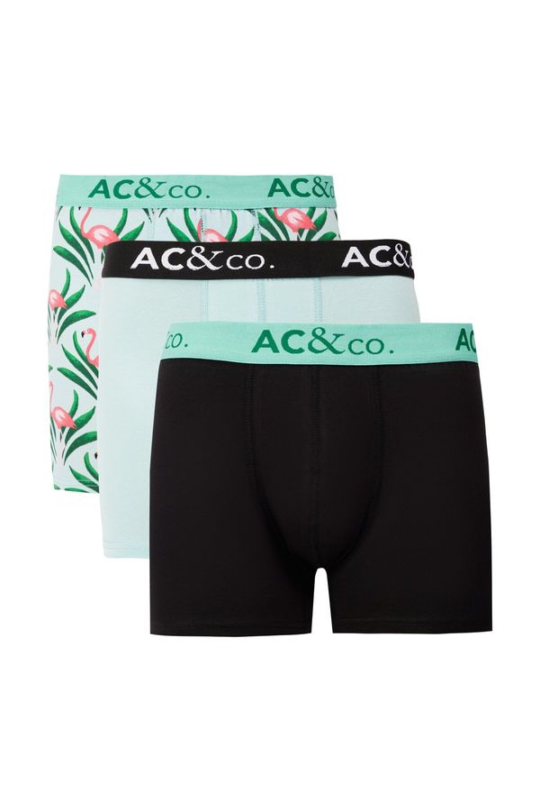 AC&Co / Altınyıldız Classics AC&Co / Altınyıldız Classics 3-Pack Men's Black-Green Cotton Stretchy Patterned Boxer