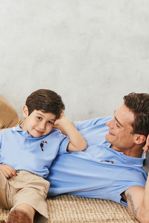 AC&Co / Altınyıldız Classics AC&Co / Altınyıldız Classics Boys Light Blue 100% Cotton Polo Neck Kids Printed T-Shirt