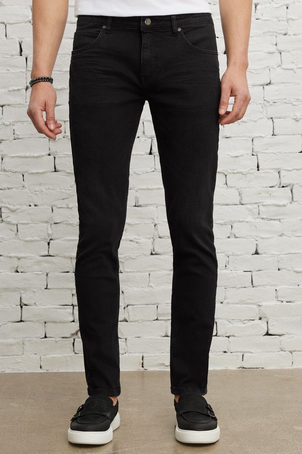 AC&Co / Altınyıldız Classics AC&Co / Altınyıldız Classics Men's Anthracite Extra Slim Fit Slim Fit Riss Cotton Flexible Denim Jeans.