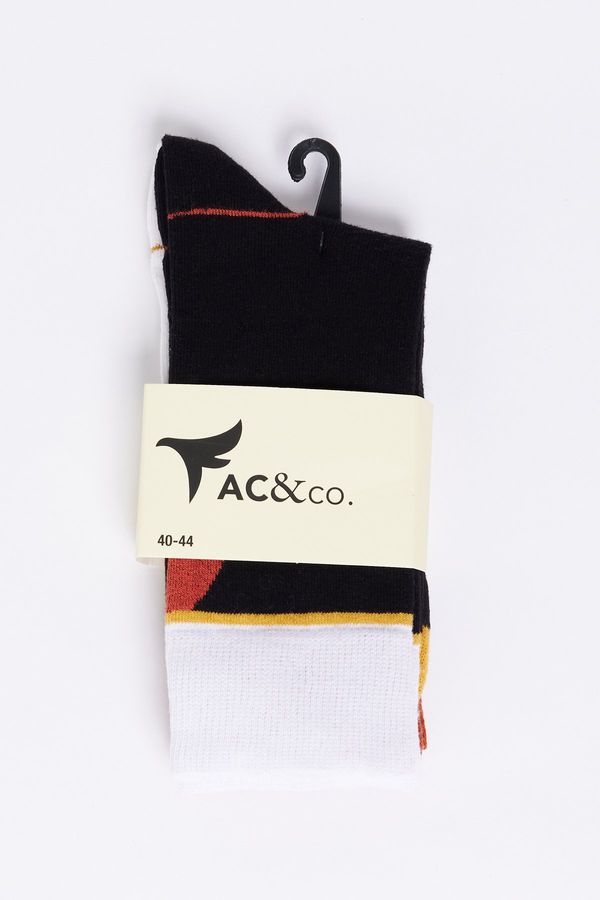 AC&Co / Altınyıldız Classics AC&Co / Altınyıldız Classics Men's Black and White Patterned 2-Pack Socket Socks