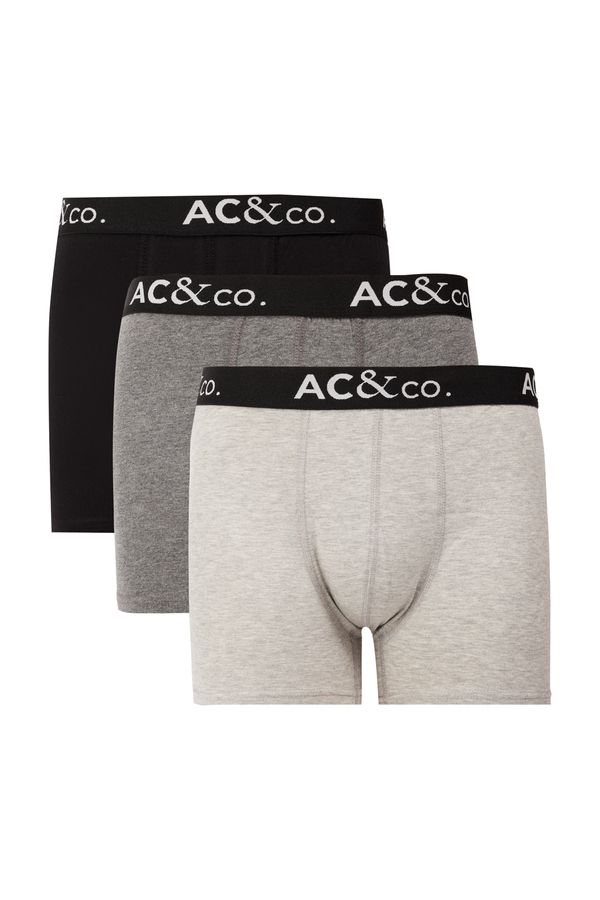 AC&Co / Altınyıldız Classics AC&Co / Altınyıldız Classics Men's Black-Anthracite Cotton Flexible 3-Pack Boxer