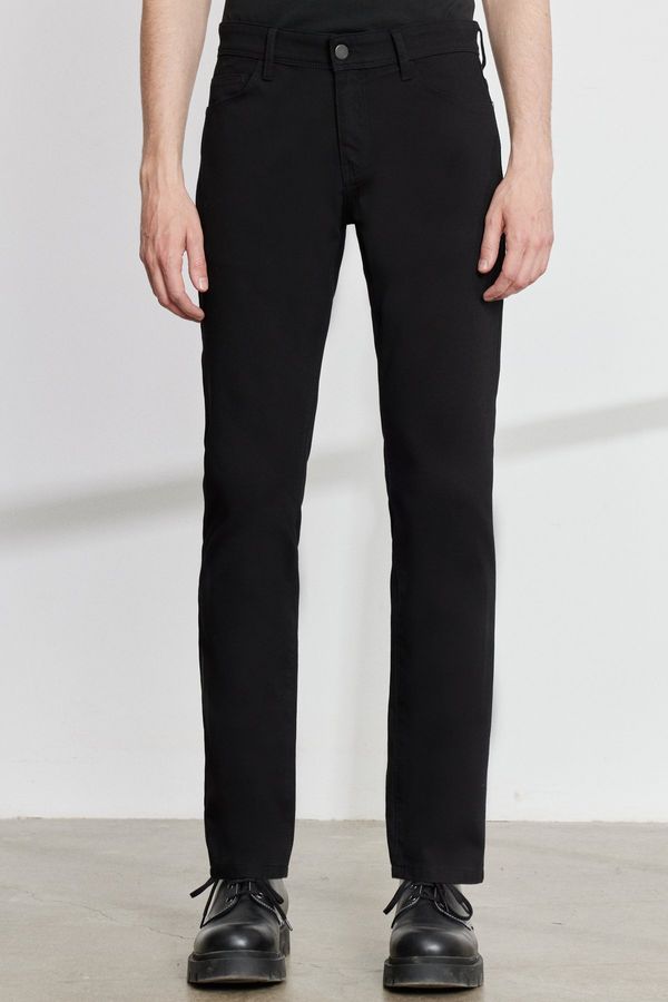 AC&Co / Altınyıldız Classics AC&Co / Altınyıldız Classics Men's Black Slim Fit Slim Fit 5 Pocket Dobby Flexible Trousers