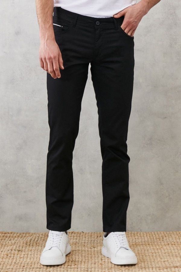 AC&Co / Altınyıldız Classics AC&Co / Altınyıldız Classics Men's Black Slim Fit Slim Fit 5 Pockets Flexible Chino Trousers.