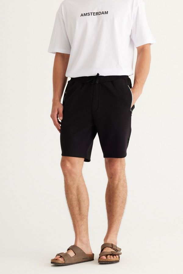 AC&Co / Altınyıldız Classics AC&Co / Altınyıldız Classics Men's Black Standard Fit Normal Cut, Pocket Comfortable Shorts.