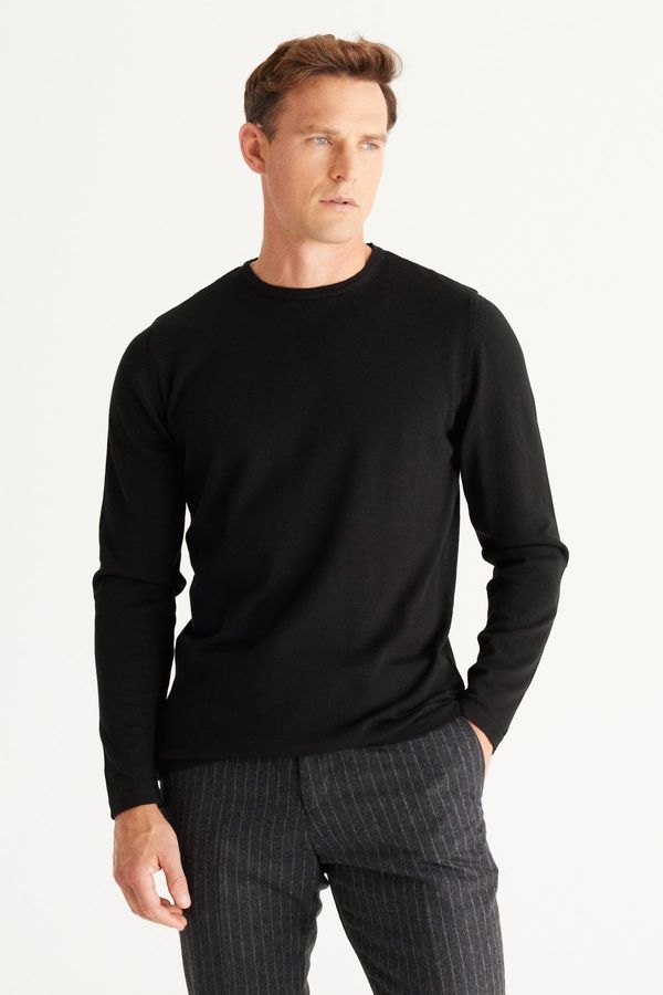 AC&Co / Altınyıldız Classics AC&Co / Altınyıldız Classics Men's Black Standard Fit Normal Cut Warm Crew Neck Knitwear Sweater