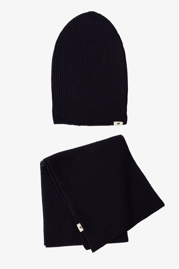 AC&Co / Altınyıldız Classics AC&Co / Altınyıldız Classics Men's Black Windproof Warm Knitwear Scarf-Beanie Set