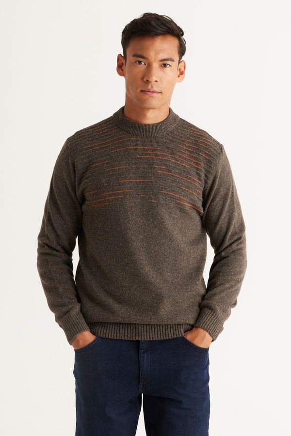 AC&Co / Altınyıldız Classics AC&Co / Altınyıldız Classics Men's Brown-orange Standard Fit Regular Cut Half Turtleneck Knitwear Sweater