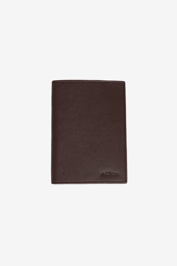 AC&Co / Altınyıldız Classics AC&Co / Altınyıldız Classics Men's Brown Special Gift Boxed Faux Leather Handmade Passport Holder