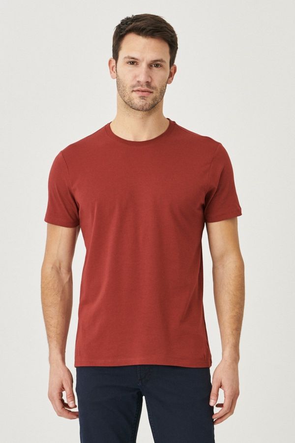 AC&Co / Altınyıldız Classics AC&Co / Altınyıldız Classics Men's Claret Red 100% Cotton Slim Fit Slim Fit Crew Neck T-Shirt