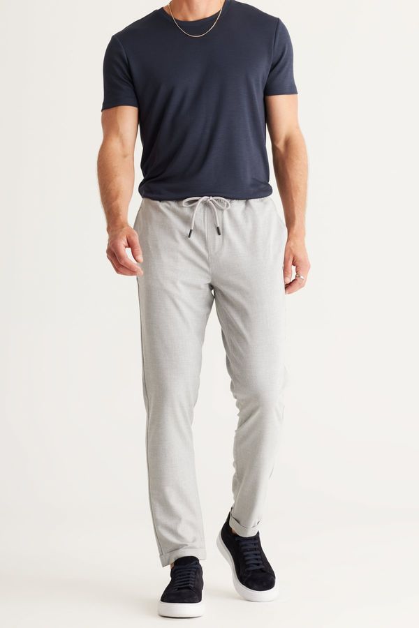 AC&Co / Altınyıldız Classics AC&Co / Altınyıldız Classics Men's Gray Slim Fit Casual Cut Jogger Pants with Tie Waist Side Pockets.