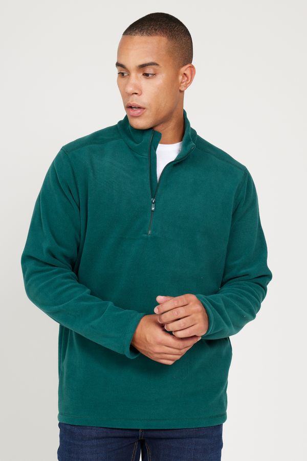AC&Co / Altınyıldız Classics AC&Co / Altınyıldız Classics Men's Green Anti-pilling Anti-Pilling Standard Fit High Neck Cold Proof Fleece Sweatshirt