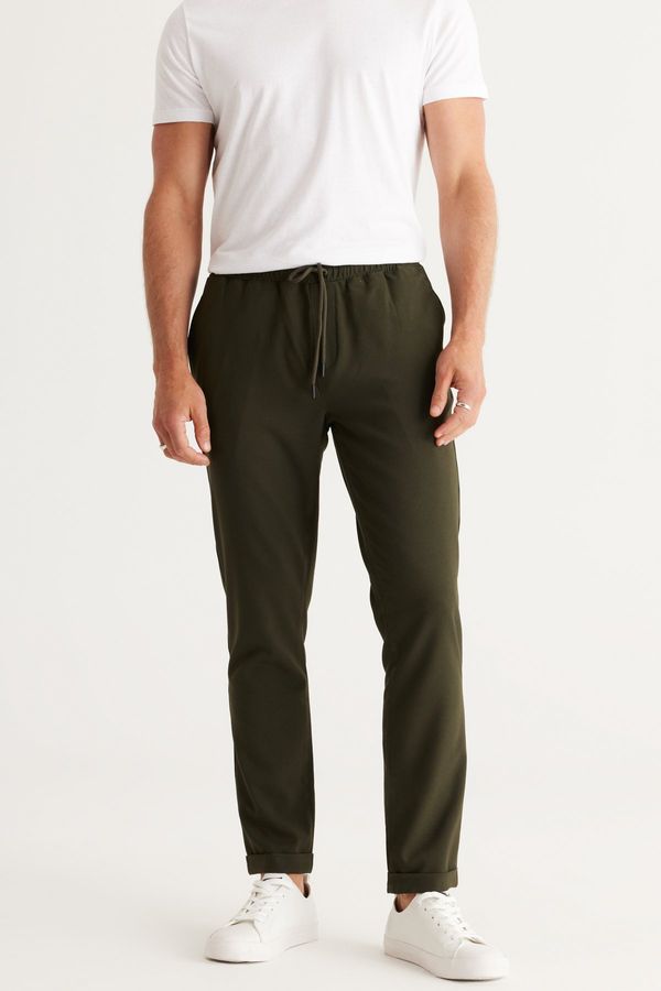 AC&Co / Altınyıldız Classics AC&Co / Altınyıldız Classics Men's Khaki Slim Fit Casual Cut Jogger Pants with Tie Waist Side Pockets.
