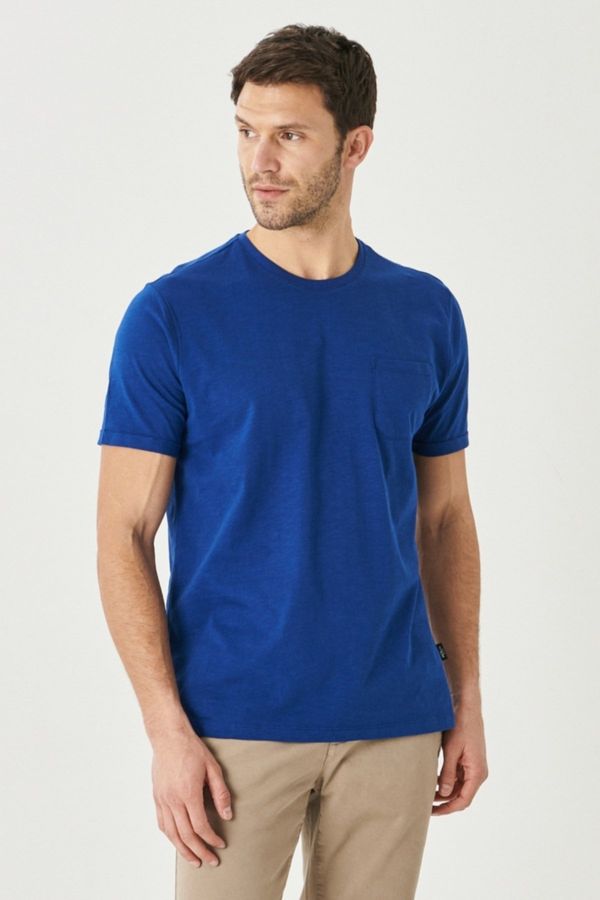 AC&Co / Altınyıldız Classics AC&Co / Altınyıldız Classics Men's Light Navy Blue Slim Fit Slim Fit 100% Cotton Crew Neck T-Shirt.