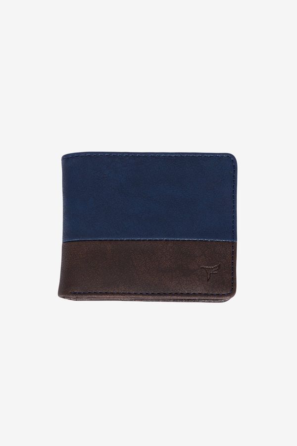 AC&Co / Altınyıldız Classics AC&Co / Altınyıldız Classics Men's Navy Blue-Brown Wallet with Gift Box and Card Compartment