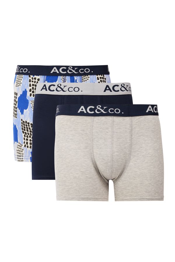 AC&Co / Altınyıldız Classics AC&Co / Altınyıldız Classics Men's Navy Blue-Grey Cotton Stretchy Patterned 3-Pack Boxer