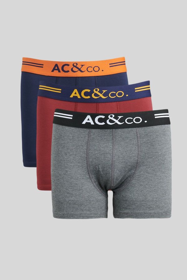 AC&Co / Altınyıldız Classics AC&Co / Altınyıldız Classics Men's Navy-burgundy-anthracite 3-pack of Flexible Boxers with Cotton.