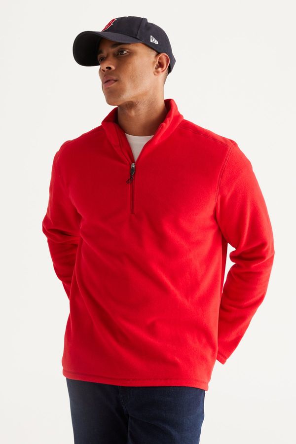 AC&Co / Altınyıldız Classics AC&Co / Altınyıldız Classics Men's Red Anti-pilling Anti-Pilling Standard Fit High Neck Cold Proof Fleece Sweatshirt